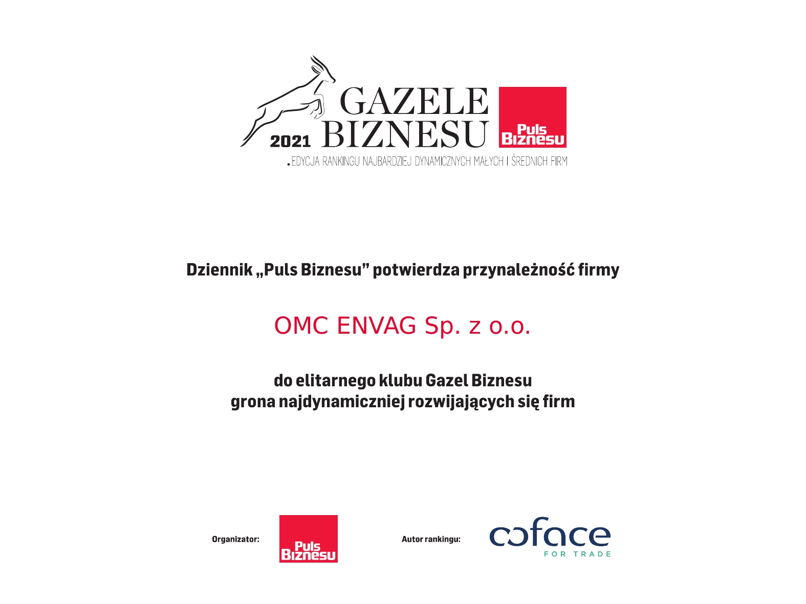 Dyplom Gazeli Biznesu 2019